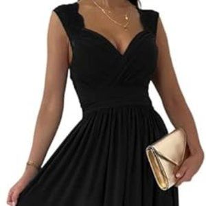 Formal Wrap Dress with Lace V-neck from Dokotoo